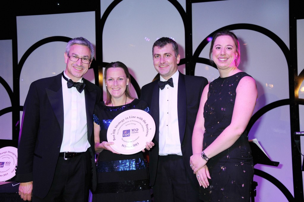 Jersey Water Award for Best HR Strategy in Line with the Business won by Voisins Department Store presented by Helier Smith pictured third from the left 